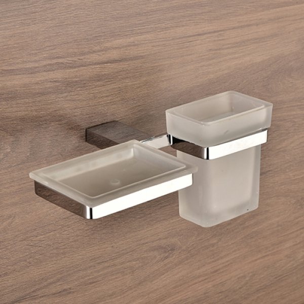 Soap Dish  With Tumbler Holder Glass