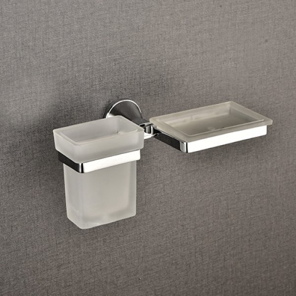 Soap Dish With tumbler Holder Glass