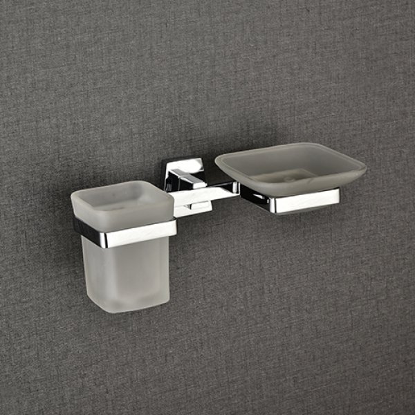 Soap Dish Brass With Tumbler Holder Glass