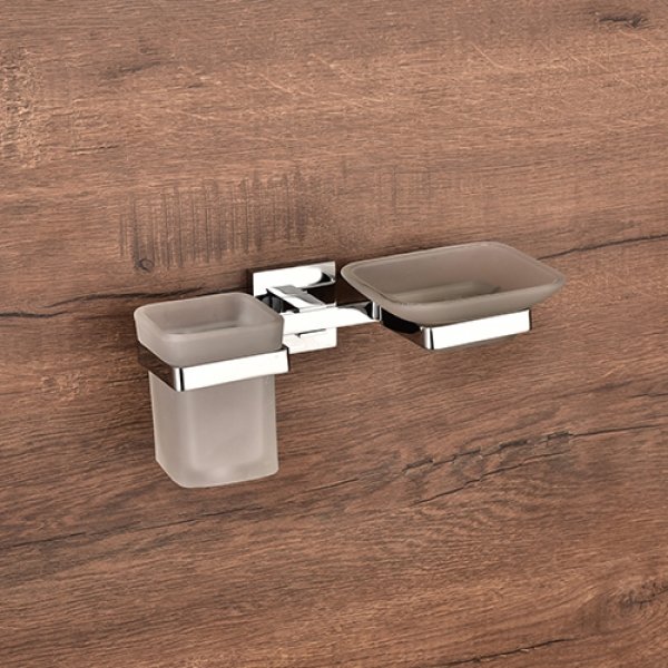 Soap Dish With Tumbler Holder Glass