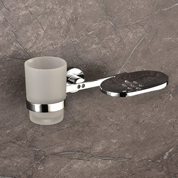 Soap Dish Brass With Tumbler Holder Glass