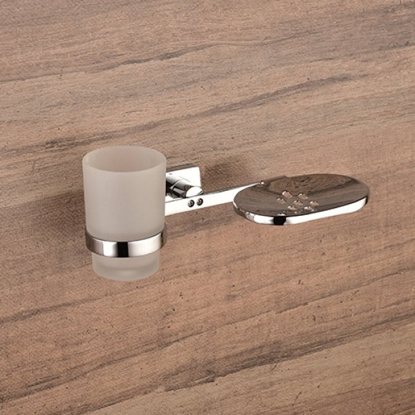 Soap Dish Brass With Tumbler Holder Glass