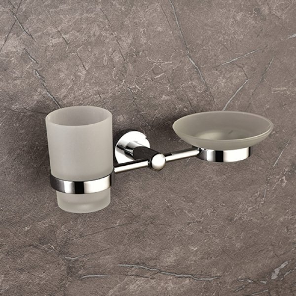 Soap Dish With thumbler Holder Glass